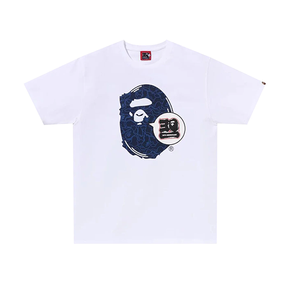 BAPE 30th Anniversary Ape Head Tee White/Navy
